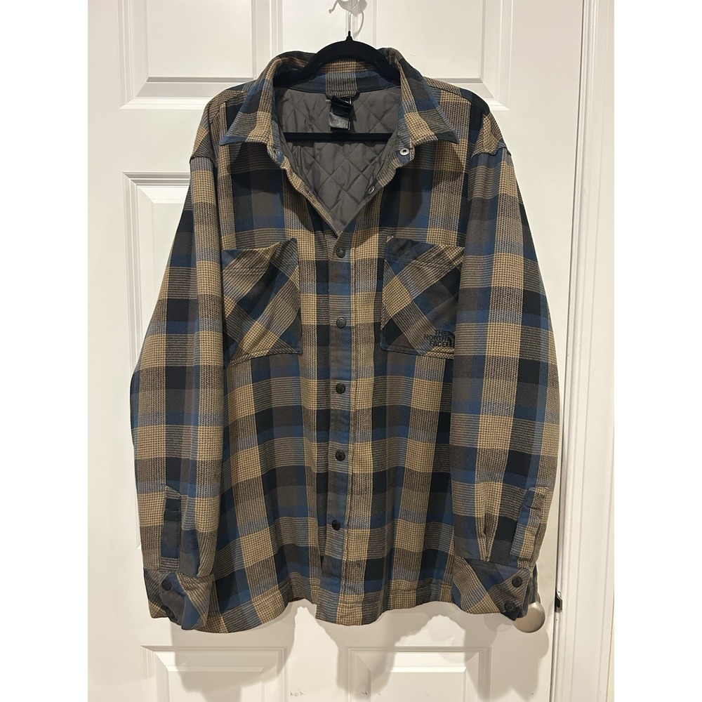 The North Face Men XXL Quilted Lined Flannel Shirt Jacket Plaid Fort Point F12